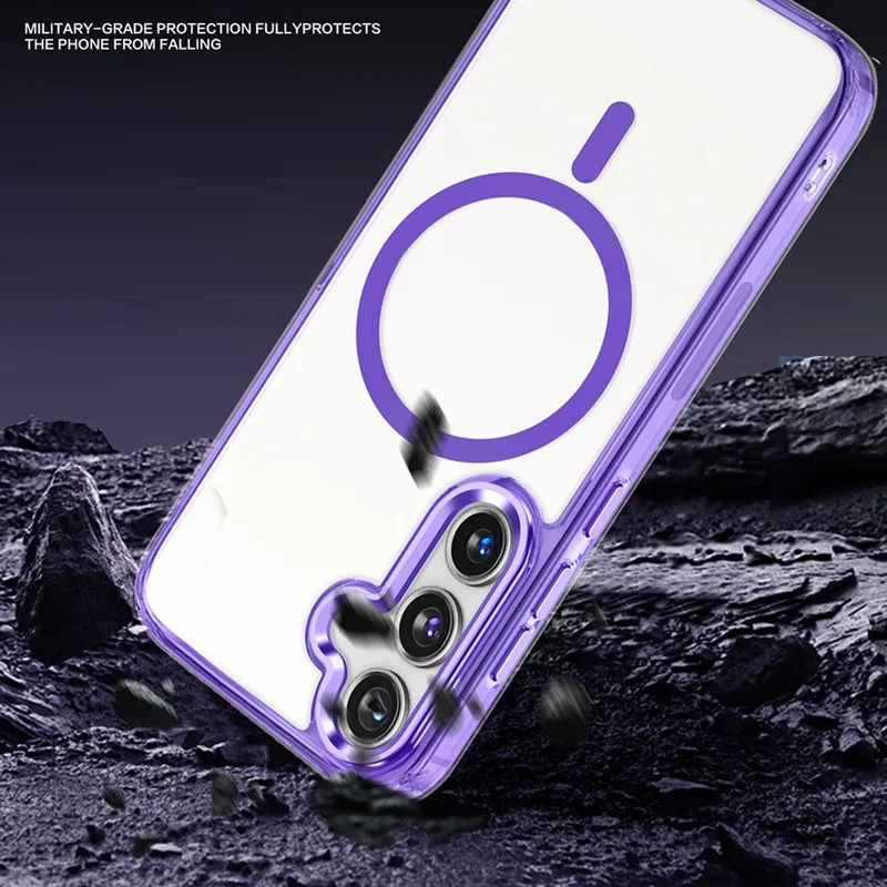 For Samsung Galaxy S24+ Clear Case Shockproof PC + TPU Phone Cover Magnetic Case - Transparent