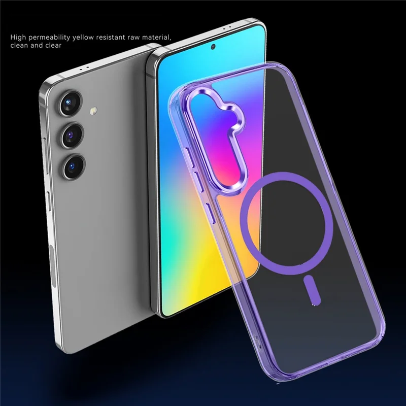 For Samsung Galaxy S24+ Clear Case Shockproof PC + TPU Phone Cover Magnetic Case - Transparent