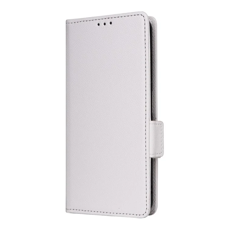 Для ZTE Blade A73 4G / Blade V50 Smart / Blade V50 Desig 4G / Axon 50 Lite, чехол с текстурой личи из искусственной кожи, бумажник для телефона с ремешком - белый