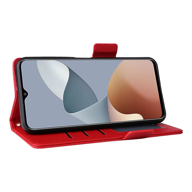 For ZTE Blade A73 4G / Blade V50 Smart / Blade V50 Desig 4G / Axon 50 Lite Case Litchi Texture PU Leather Wallet Phone Cover with Strap - Red