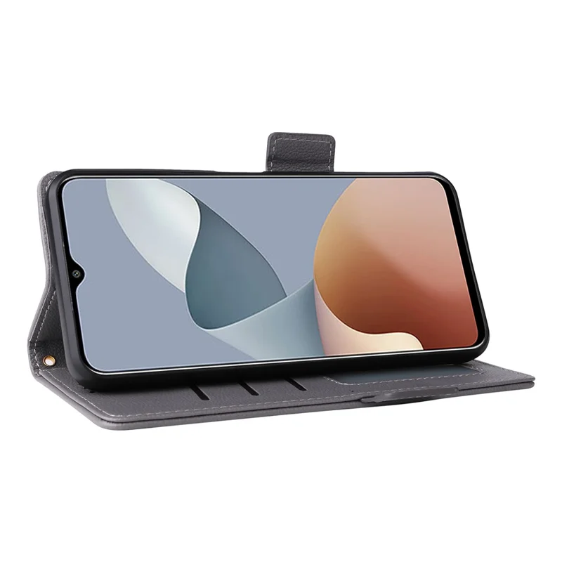 For ZTE Blade A73 4G / Blade V50 Smart / Blade V50 Desig 4G / Axon 50 Lite Case Litchi Texture PU Leather Wallet Phone Cover with Strap - Grey