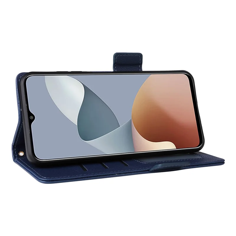 Funda para ZTE Blade A73 4G / Blade V50 Smart / Blade V50 Desig 4G / Axon 50 Lite, carcasa de cuero PU con textura de lichi, tipo billetera con correa - Azul oscuro
