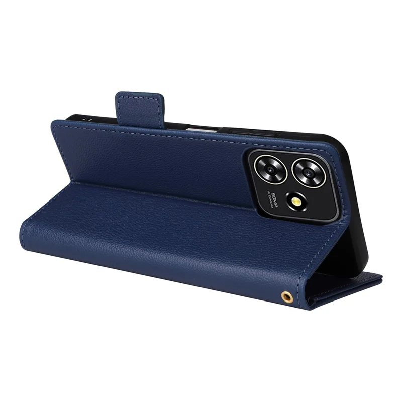 Funda para ZTE Blade A73 4G / Blade V50 Smart / Blade V50 Desig 4G / Axon 50 Lite, carcasa de cuero PU con textura de lichi, tipo billetera con correa - Azul oscuro
