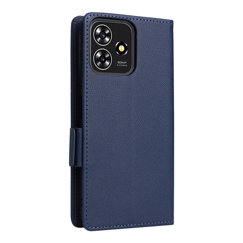 Funda para ZTE Blade A73 4G / Blade V50 Smart / Blade V50 Desig 4G / Axon 50 Lite, carcasa de cuero PU con textura de lichi, tipo billetera con correa - Azul oscuro