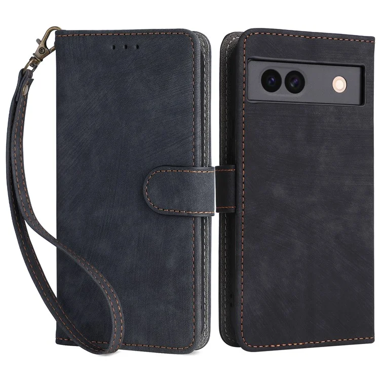 Pour Google Pixel 8a Case RFID Blocking PU Leather Phone Cover avec Sangle - Noir