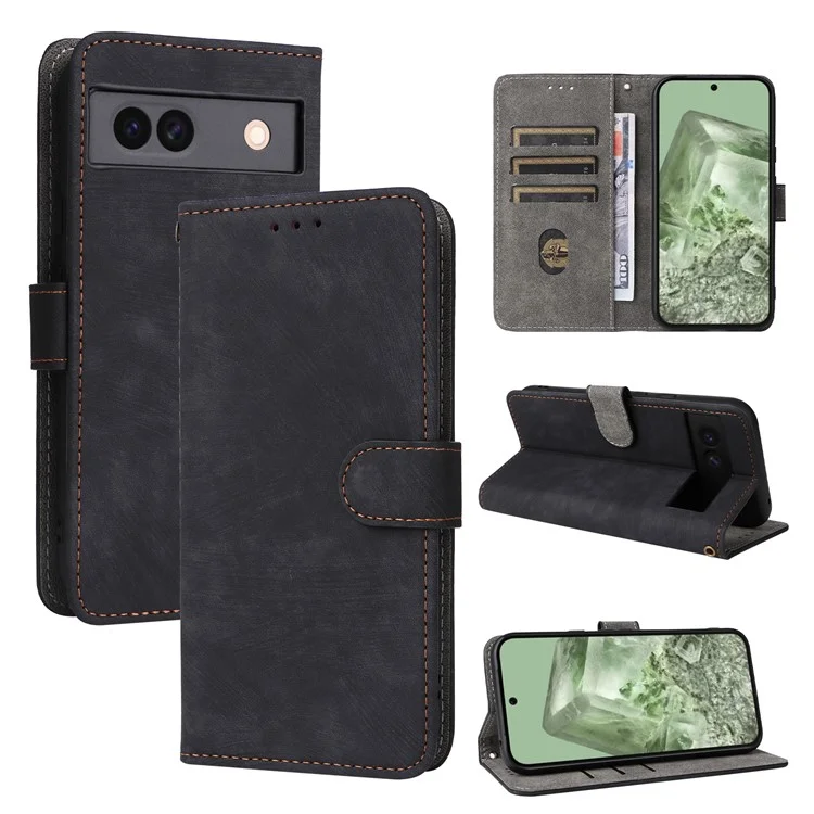 Pour Google Pixel 8a Case RFID Blocking PU Leather Phone Cover avec Sangle - Noir