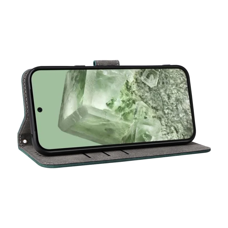 Folia na Google Pixel 8a z blokadą RFID, pokrowiec z syntetycznej skóry PU z paskiem - Zielony