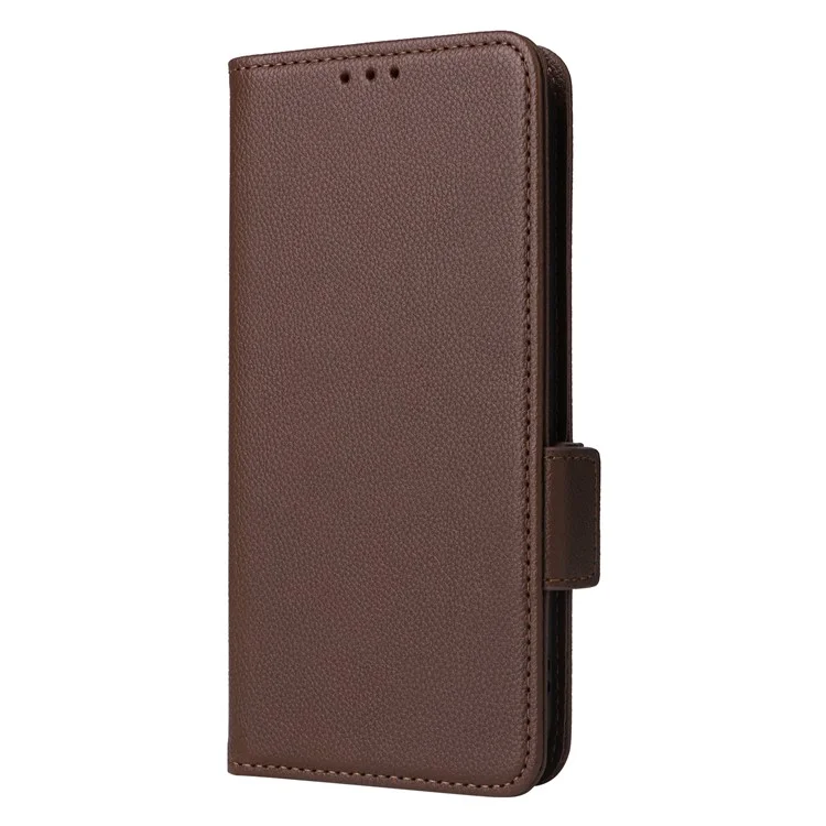 Per Google Pixel 8a Case Shockproof Wallet Phone Case Litchi Texture PU Leather Flip Cover with Strap - Marrone