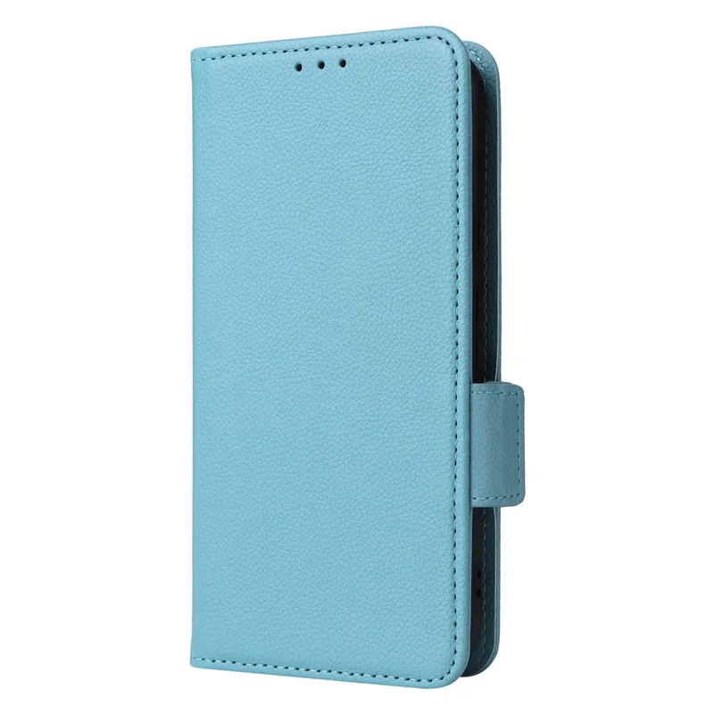For Google Pixel 8a Case Shockproof Wallet Phone Case Litchi Texture PU Leather Flip Cover with Strap - Baby Blue