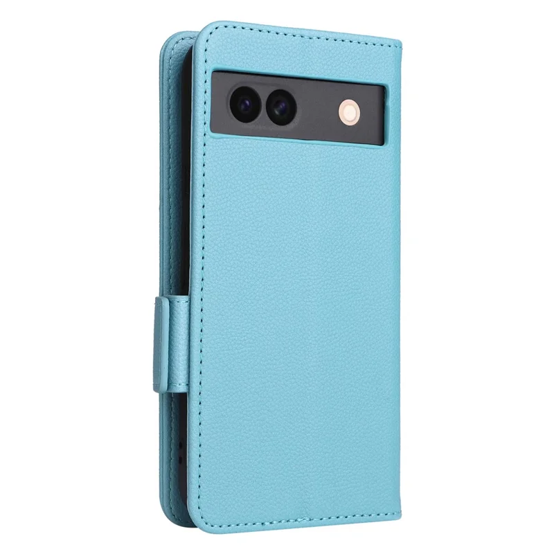 For Google Pixel 8a Case Shockproof Wallet Phone Case Litchi Texture PU Leather Flip Cover with Strap - Baby Blue