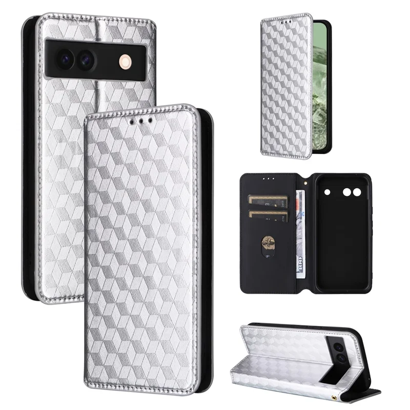 PU-læder + TPU-bagdæksel til Google Pixel 8a med wallet - Sølv