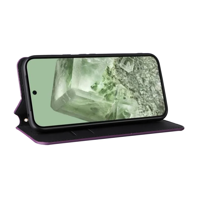 For Google Pixel 8a Cell Phone Cover PU Leather+TPU Wallet Mobile Phone Case - Purple