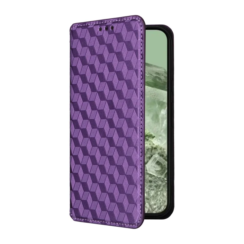 For Google Pixel 8a Cell Phone Cover PU Leather+TPU Wallet Mobile Phone Case - Purple