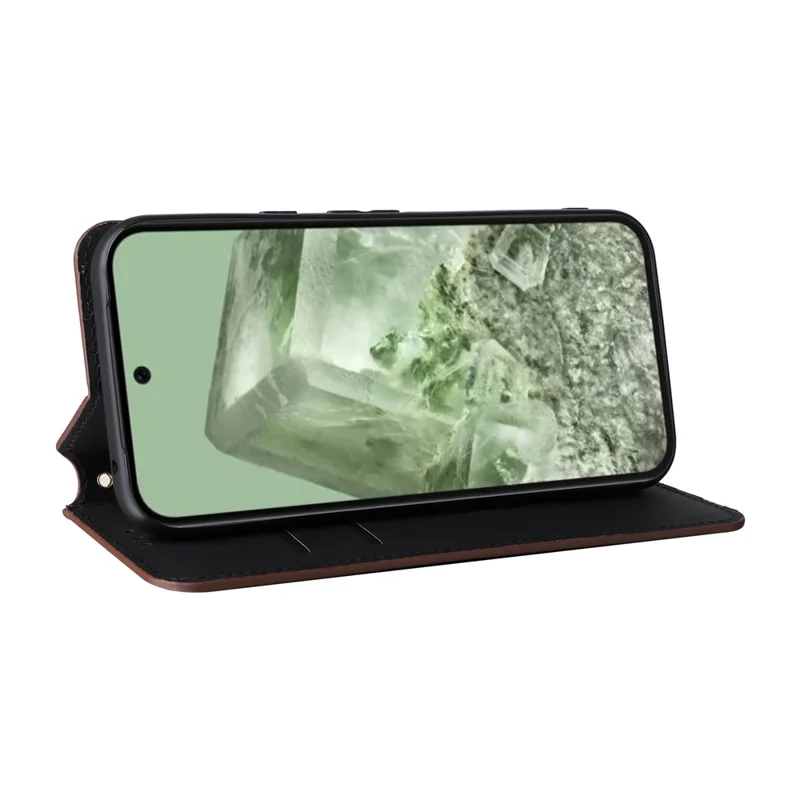 For Google Pixel 8a Cell Phone Cover PU Leather+TPU Wallet Mobile Phone Case - Brown