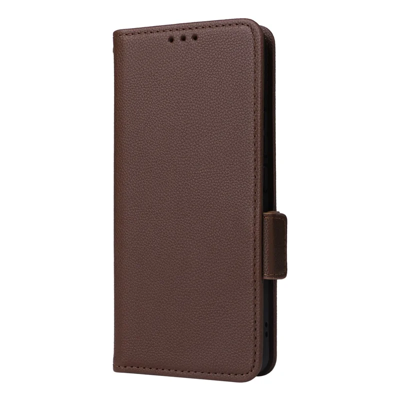 For Motorola ThinkPhone 5G Wallet Phone Case Litchi Texture PU Leather Flip Cover with Strap - Brown