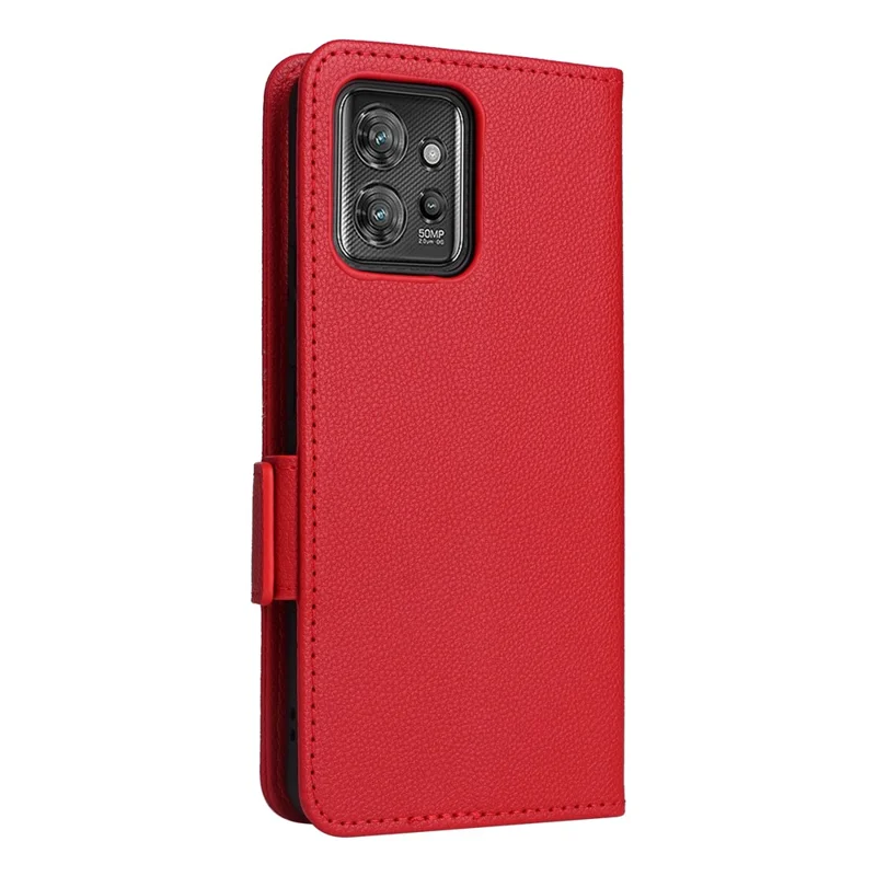 For Motorola ThinkPhone 5G Wallet Phone Case Litchi Texture PU Leather Flip Cover with Strap - Red