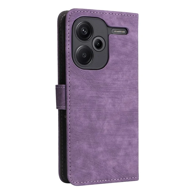 For Xiaomi Redmi Note 13 Pro+ 5G Wallet Phone Case RFID Blocking PU Leather Flip Phone Cover with Strap - Purple