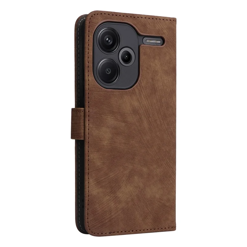 For Xiaomi Redmi Note 13 Pro+ 5G Wallet Phone Case RFID Blocking PU Leather Flip Phone Cover with Strap - Brown