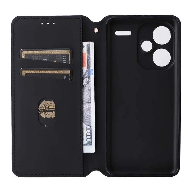 For Xiaomi Redmi Note 13 Pro+ 5G Case Rhombus Imprinted PU Leather Cover with Wallet - Red