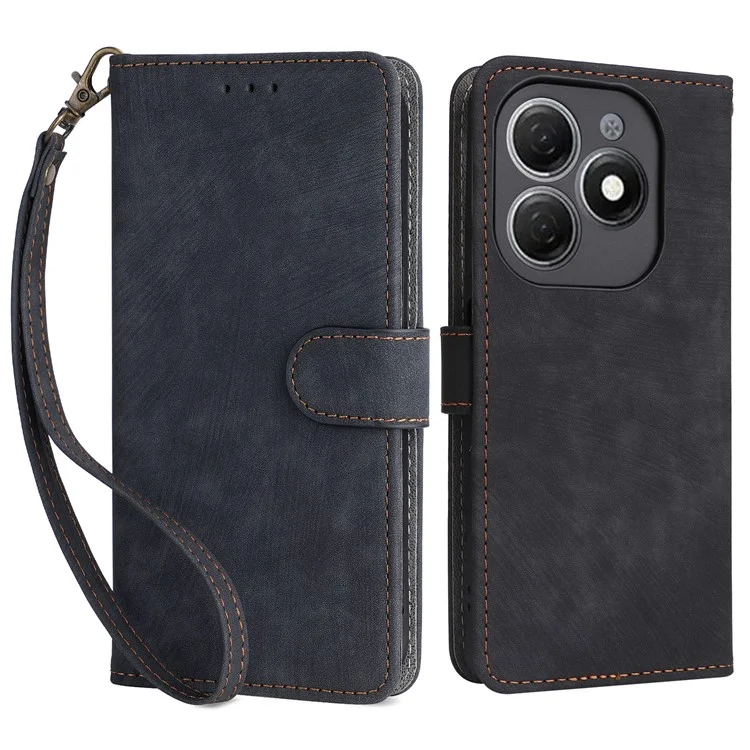 Para TECNO Spark 20 KJ5 / Infinix Smart 8 Plus X6526 Funda RFID Blocking Billetera de Piel PU con Correa - Negro