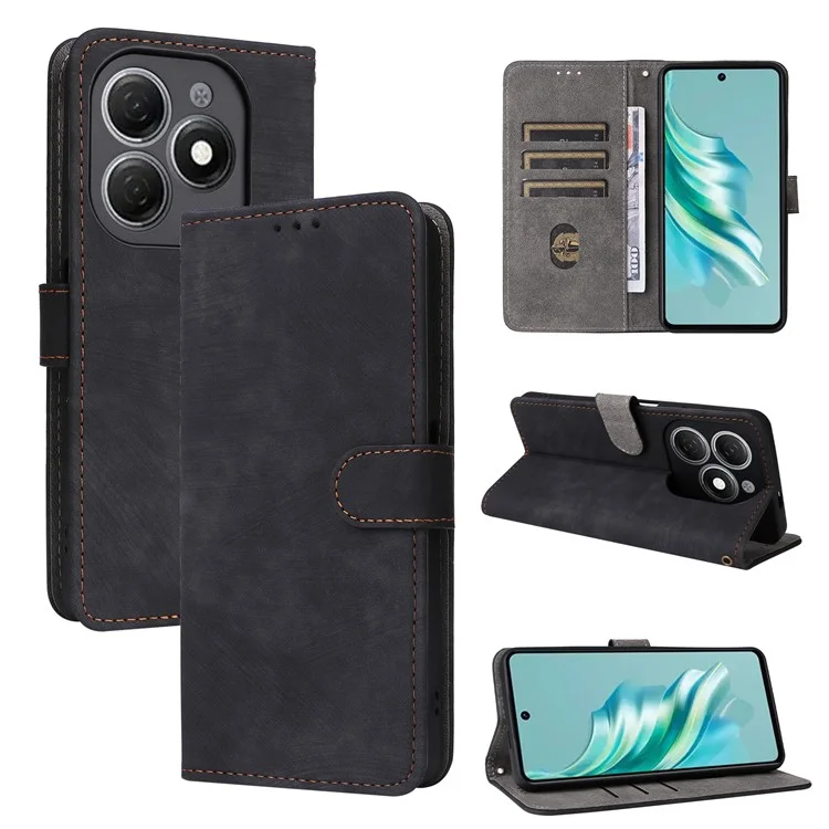 Para TECNO Spark 20 KJ5 / Infinix Smart 8 Plus X6526 Funda RFID Blocking Billetera de Piel PU con Correa - Negro