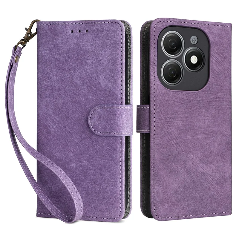 For TECNO Spark 20 KJ5 / Infinix Smart 8 Plus X6526 Case RFID Blocking PU Leather Wallet Phone Cover with Strap - Purple