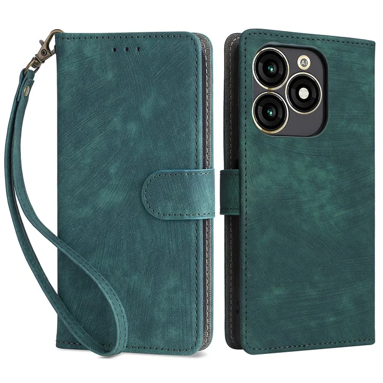 For itel A70 A665L Case RFID Blocking Wallet Phone Cover with Magnetic Clasp - Green