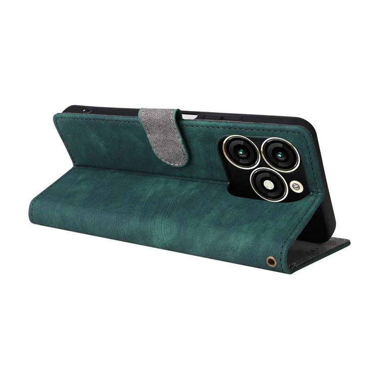 For itel A70 A665L Case RFID Blocking Wallet Phone Cover with Magnetic Clasp - Green