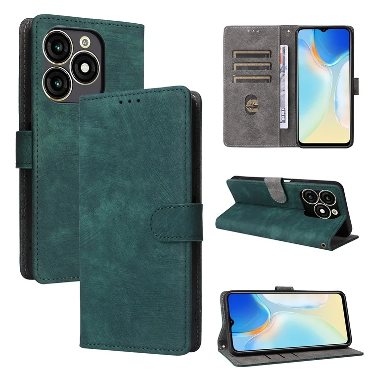 For itel A70 A665L Case RFID Blocking Wallet Phone Cover with Magnetic Clasp - Green
