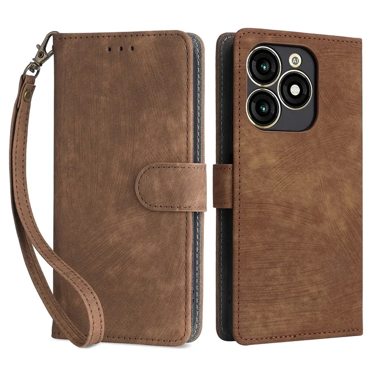 For itel A70 A665L Case RFID Blocking Wallet Phone Cover with Magnetic Clasp - Brown