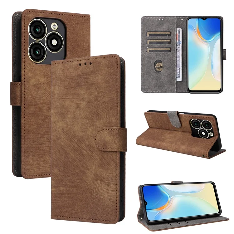 For itel A70 A665L Case RFID Blocking Wallet Phone Cover with Magnetic Clasp - Brown