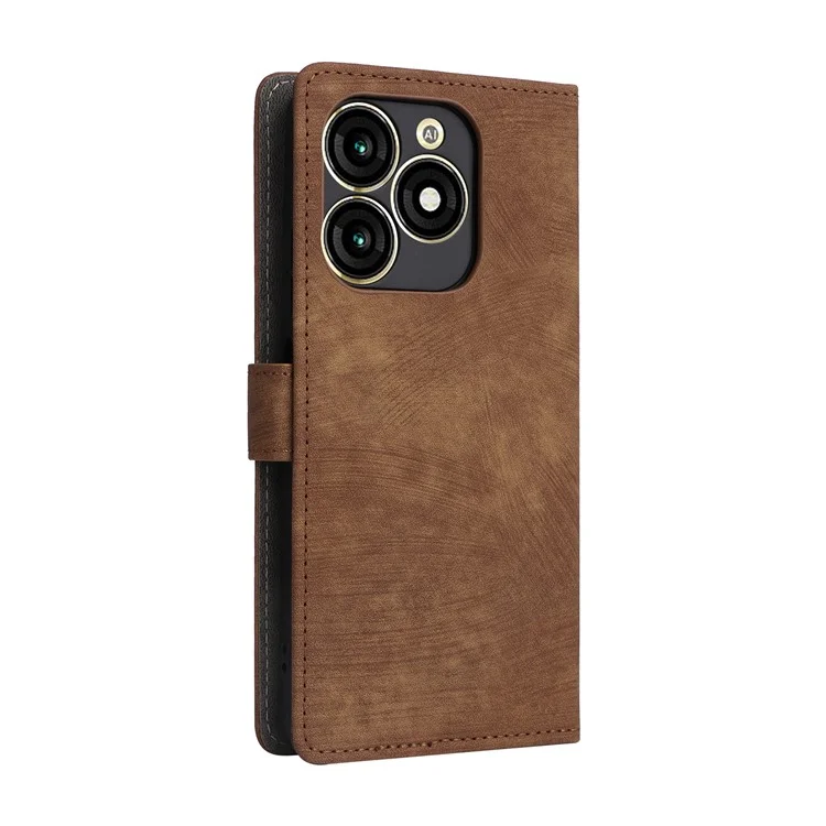 For itel A70 A665L Case RFID Blocking Wallet Phone Cover with Magnetic Clasp - Brown