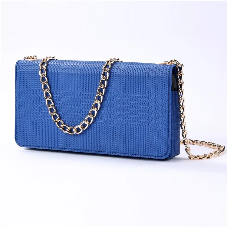 VILI GHE Series Phone Case Crossbody Chain Shoulder Strap Leather Phone Bag Wallet (REACH Certification) - Blue