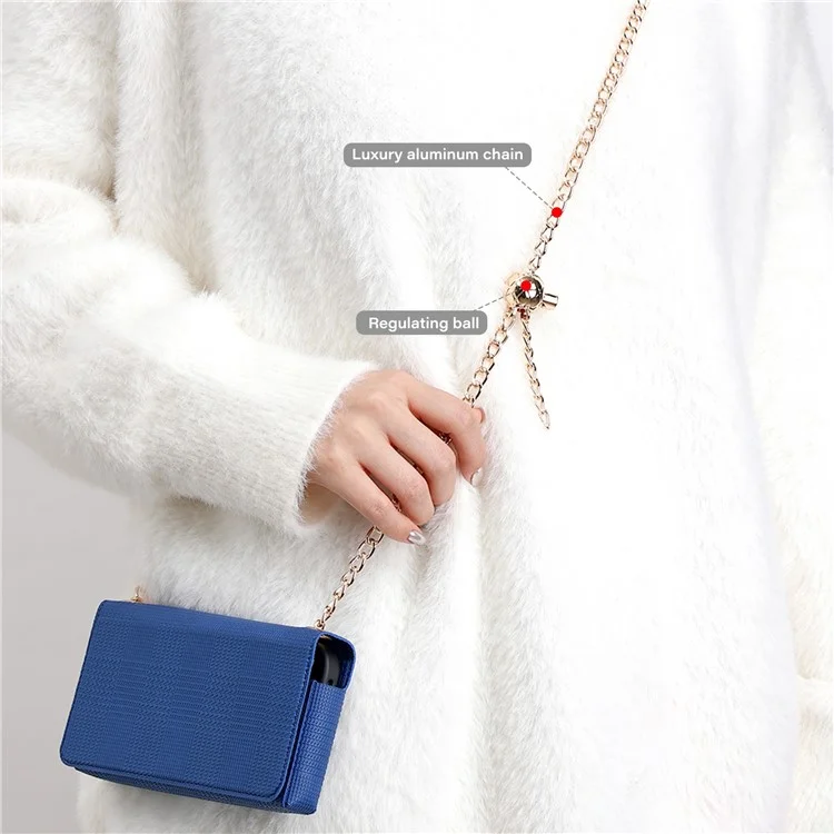 VILI GHE Series Phone Case Crossbody Chain Shoulder Strap Leather Phone Bag Wallet (REACH Certification) - Blue