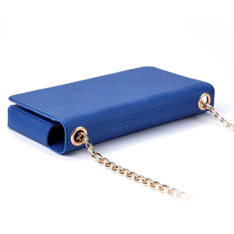 VILI GHE Series Phone Case Crossbody Chain Shoulder Strap Leather Phone Bag Wallet (REACH Certification) - Blue