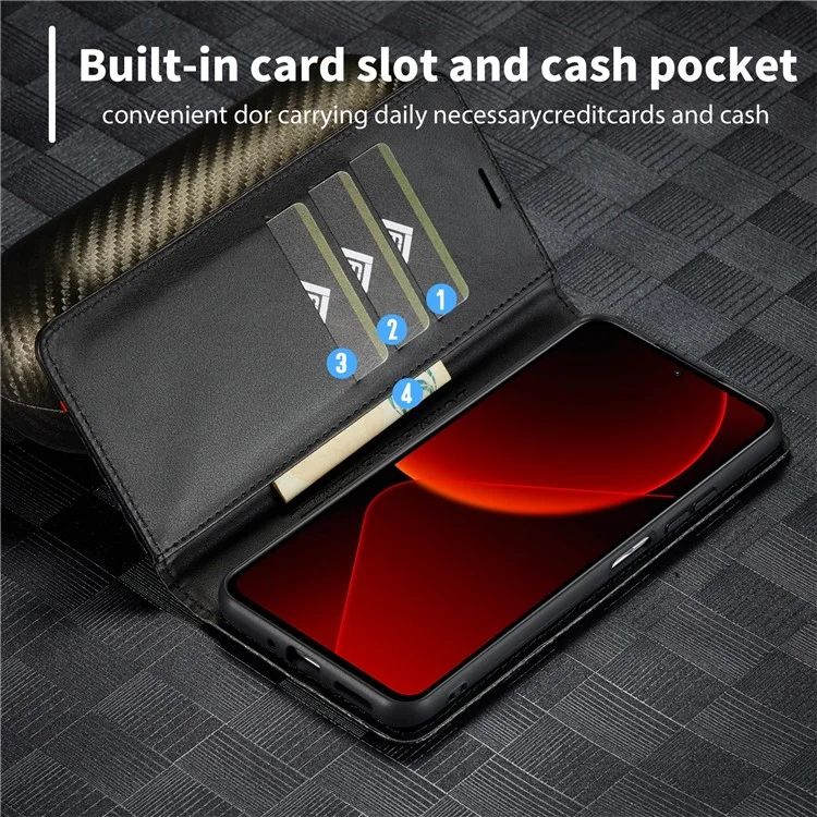LC.IMEEKE Pour Xiaomi 13T / 13T Pro / Redmi K60 Ultra Étui Portefeuille en Cuir PU+TPU avec Support Vertical - Rayure Verticale
