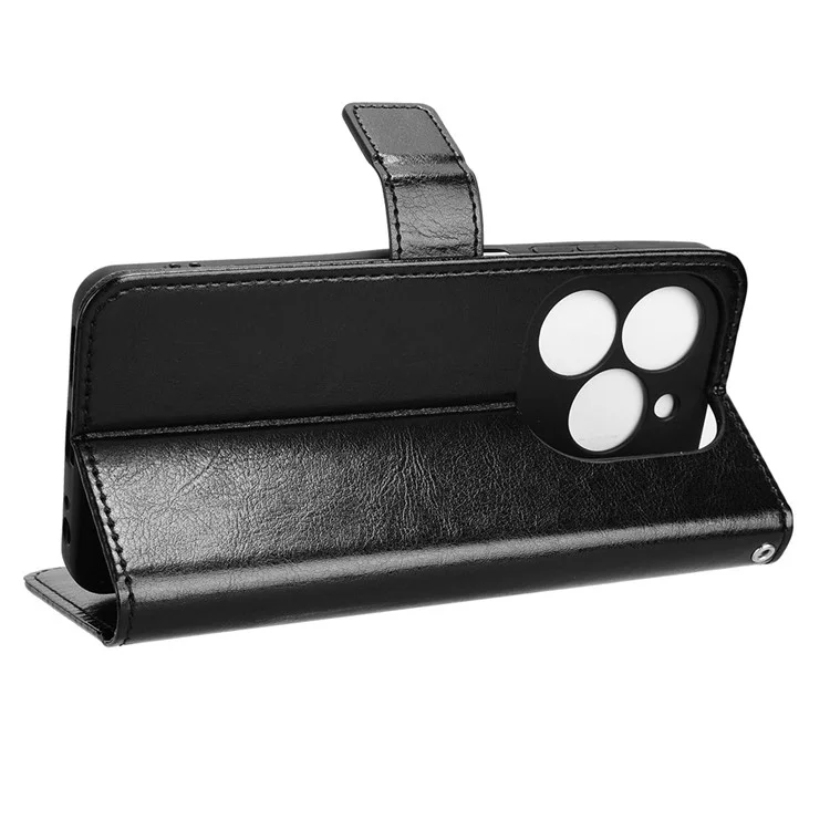 Para TECNO Spark 20 KJ5 / Infinix Smart 8 Plus X6526 Estuche Antiara??azos Cuero Textura Caballo Loco Soporte de Tel??fono Cubierta - Negro