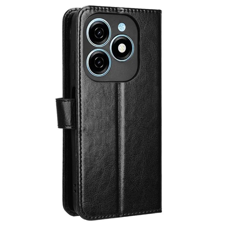 Para TECNO Spark 20 KJ5 / Infinix Smart 8 Plus X6526 Estuche Antiara??azos Cuero Textura Caballo Loco Soporte de Tel??fono Cubierta - Negro