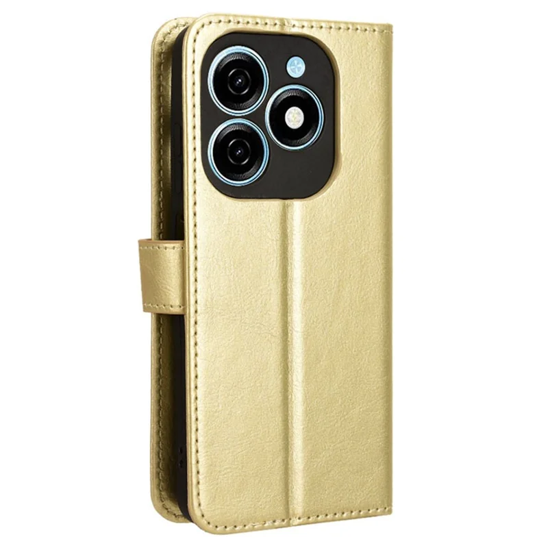 For TECNO Spark 20 KJ5 / Infinix Smart 8 Plus X6526 Case Anti-Scratch Leather Crazy Horse Texture Phone Stand Cover - Gold