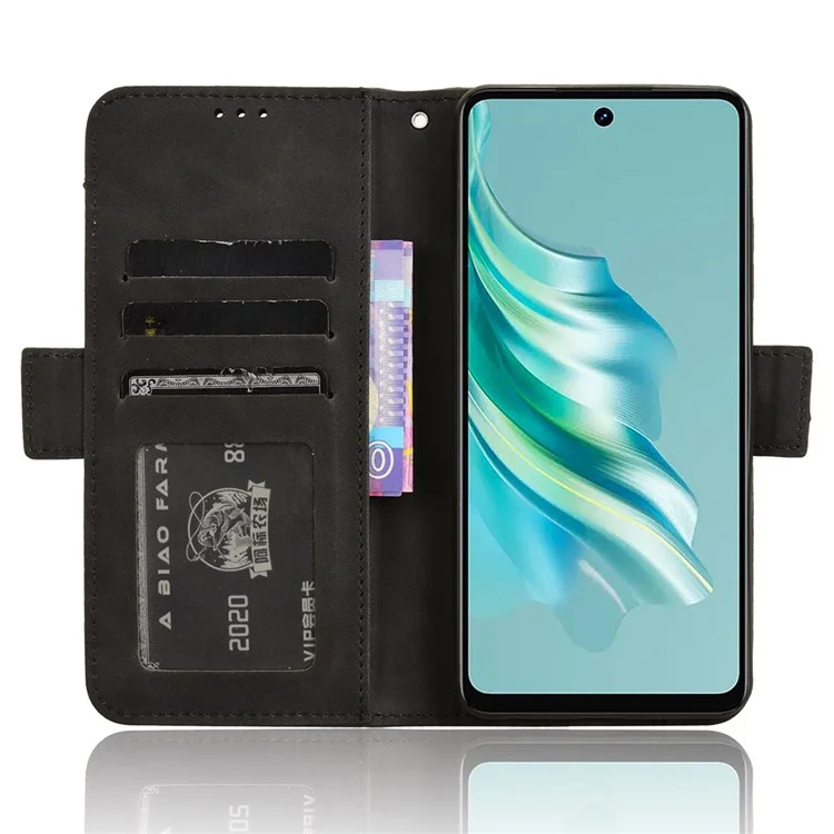 For TECNO Spark 20 KJ5 / Infinix Smart 8 Plus X6526 Case PU Leather Multiple Card Slots Wallet Stand Phone Guard Cover - Black