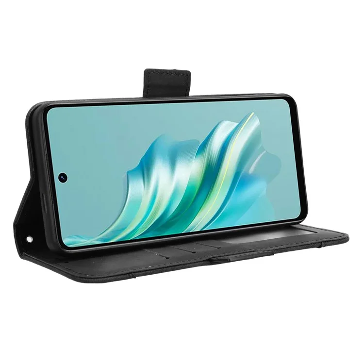 For TECNO Spark 20 KJ5 / Infinix Smart 8 Plus X6526 Case PU Leather Multiple Card Slots Wallet Stand Phone Guard Cover - Black
