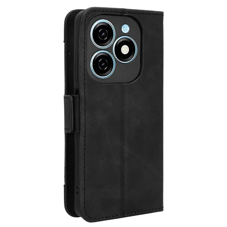 For TECNO Spark 20 KJ5 / Infinix Smart 8 Plus X6526 Case PU Leather Multiple Card Slots Wallet Stand Phone Guard Cover - Black