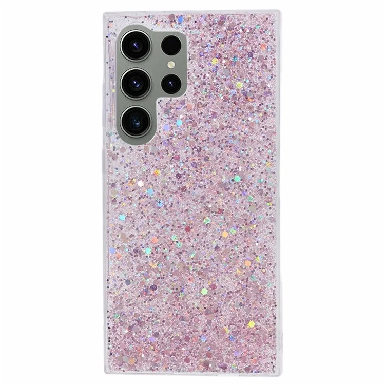 Para Samsung Galaxy S24 Ultra Case Shiny Glitter Sequins Soft TPU Phone Cover - Pink