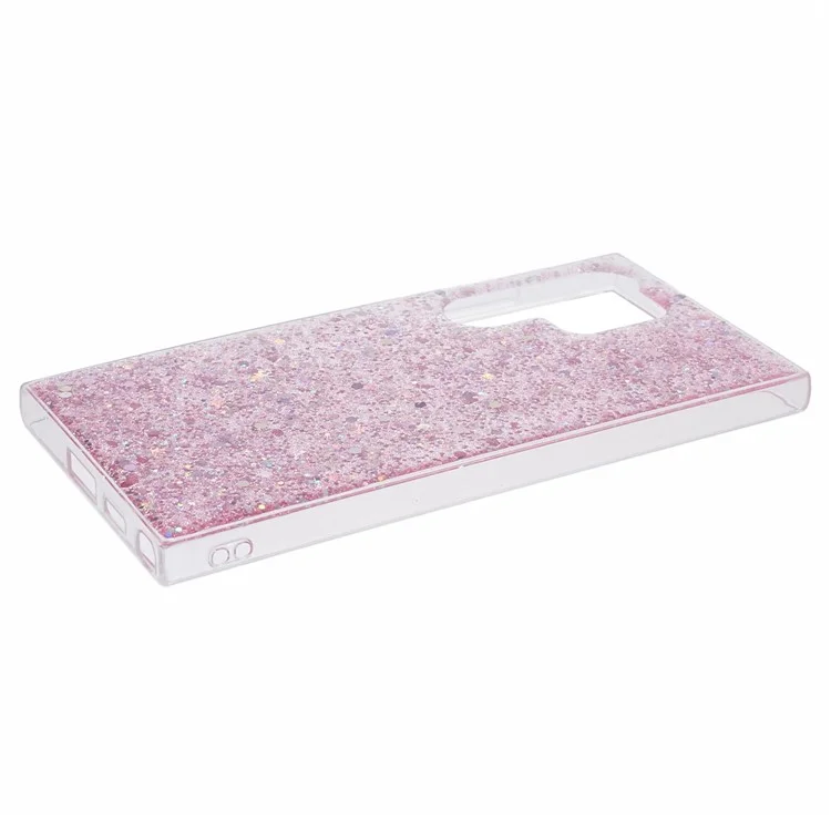 Para Samsung Galaxy S24 Ultra Case Shiny Glitter Sequins Soft TPU Phone Cover - Pink