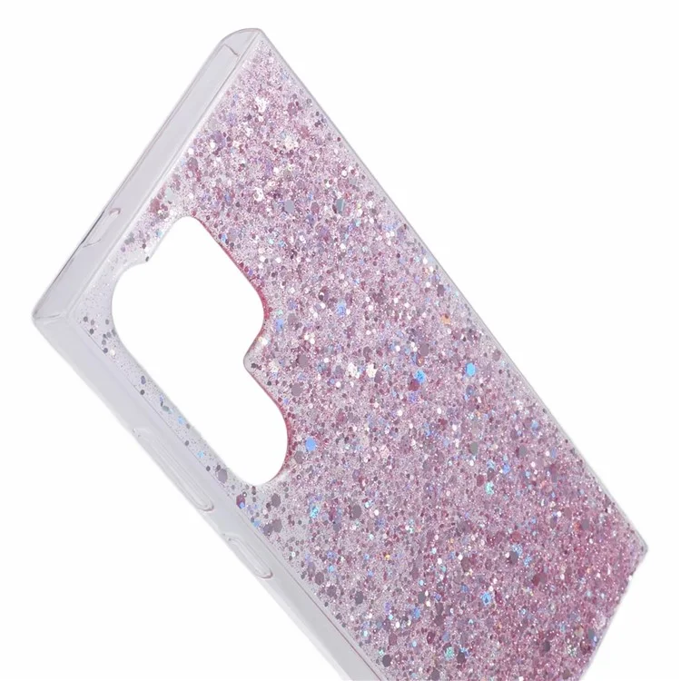Para Samsung Galaxy S24 Ultra Case Shiny Glitter Sequins Soft TPU Phone Cover - Pink