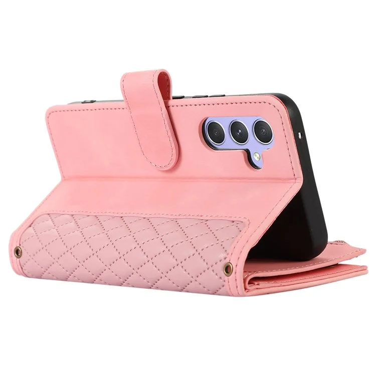 Für Samsung Galaxy A25 5G (Global) (161,0 x 76,5 x 8,3 mm) Hülle Prägung PU-Leder 9 Kartensteckplätze Wallet Phone Cover - Roségold