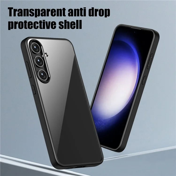 Para Samsung Galaxy S24+ Capa Case Crystal Clear Hard PC + Soft TPU Capa de Telefone - Preto