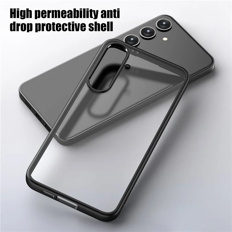 Para Samsung Galaxy S24+ Capa Case Crystal Clear Hard PC + Soft TPU Capa de Telefone - Preto
