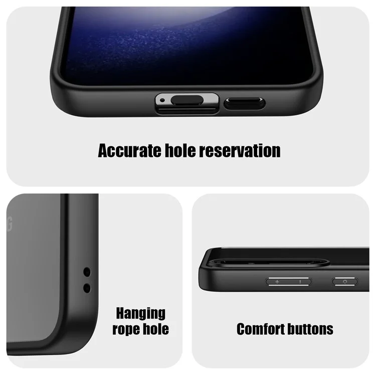 Para Samsung Galaxy S24+ Capa Case Crystal Clear Hard PC + Soft TPU Capa de Telefone - Preto