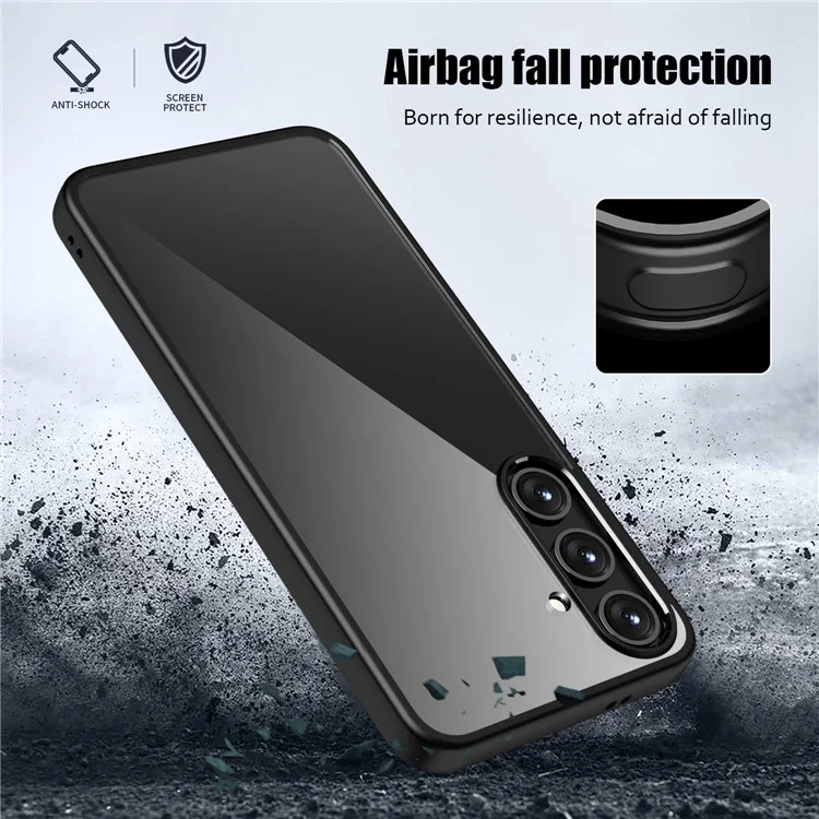 Para Samsung Galaxy S24+ Capa Case Crystal Clear Hard PC + Soft TPU Capa de Telefone - Preto